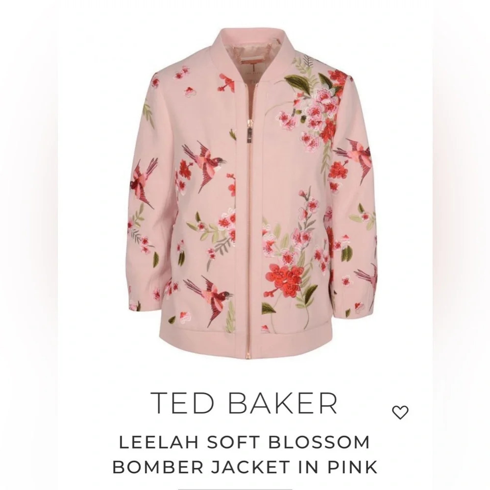 NWOT Ted Baker Leelah Soft Bomber Jacket in Pink Size 1